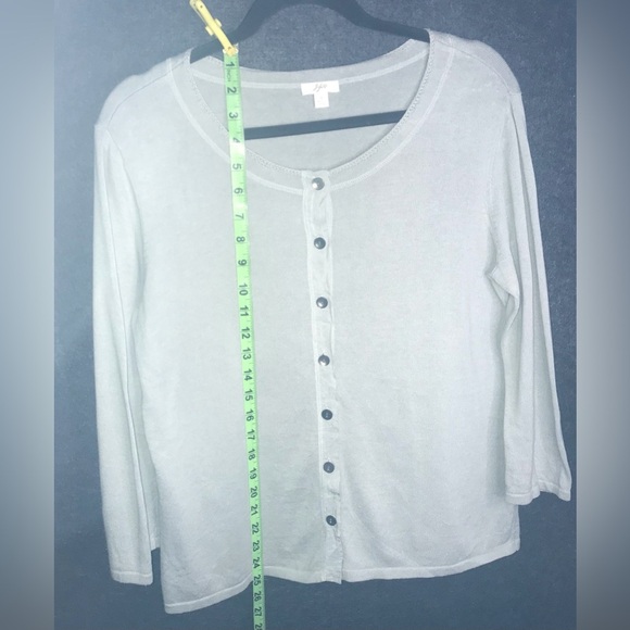J.Jill 100% Cotton Shell Button Front Short Knit Green Cardigan Size Small Light - Picture 7 of 8